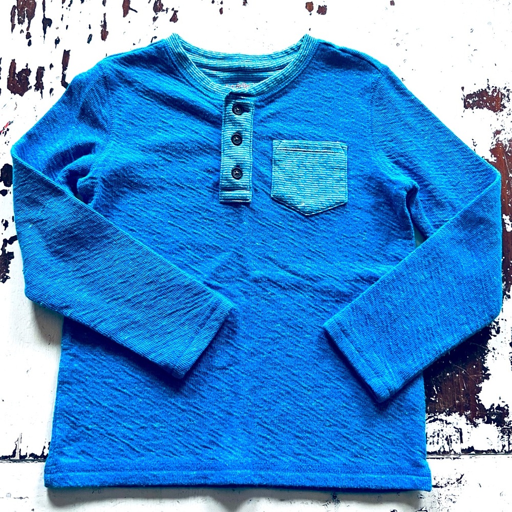 Blue Textured LS Henley